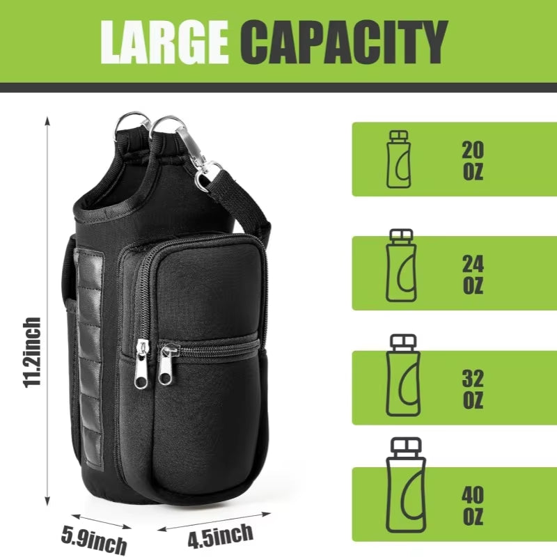 Magnetic Water Bottle Holder with Phone Pocket & Shoulder Strap - Perfect for Gym and Outdoor Activities!