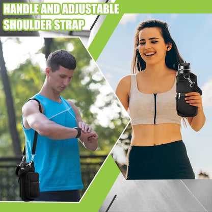 Magnetic Water Bottle Holder with Phone Pocket & Shoulder Strap - Perfect for Gym and Outdoor Activities!