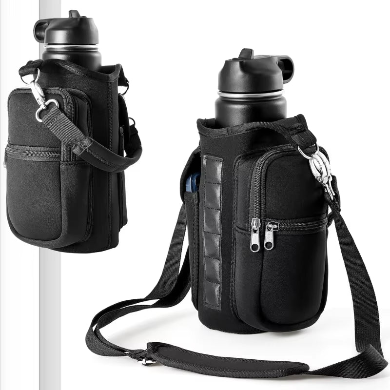 Magnetic Water Bottle Holder with Phone Pocket & Shoulder Strap - Perfect for Gym and Outdoor Activities!