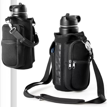 Magnetic Water Bottle Holder with Phone Pocket & Shoulder Strap - Perfect for Gym and Outdoor Activities!