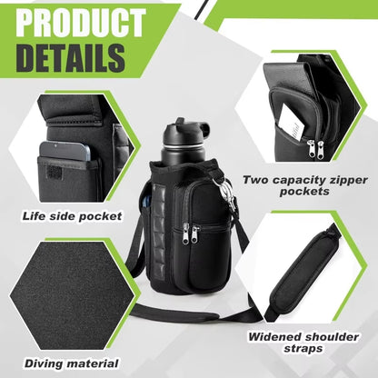 Magnetic Water Bottle Holder with Phone Pocket & Shoulder Strap - Perfect for Gym and Outdoor Activities!